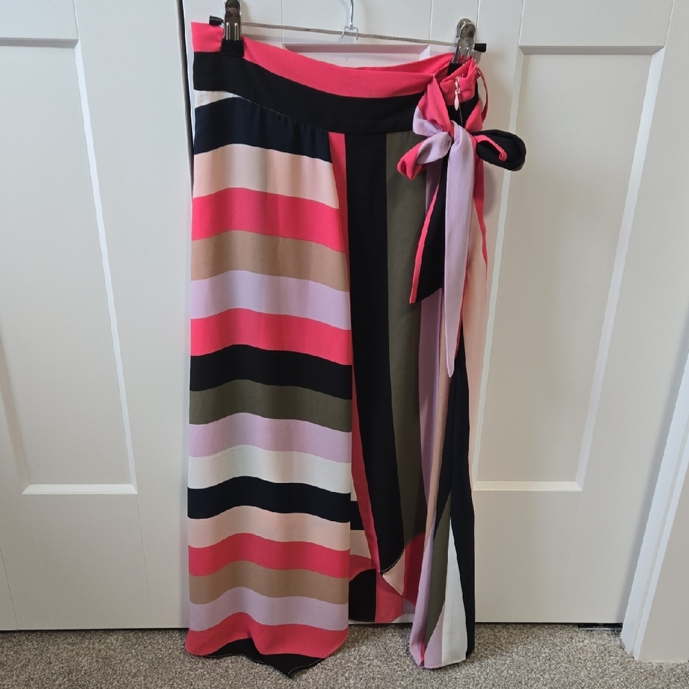 Portmans Striped Skirt - Pink, Black, Olive - Womens 6